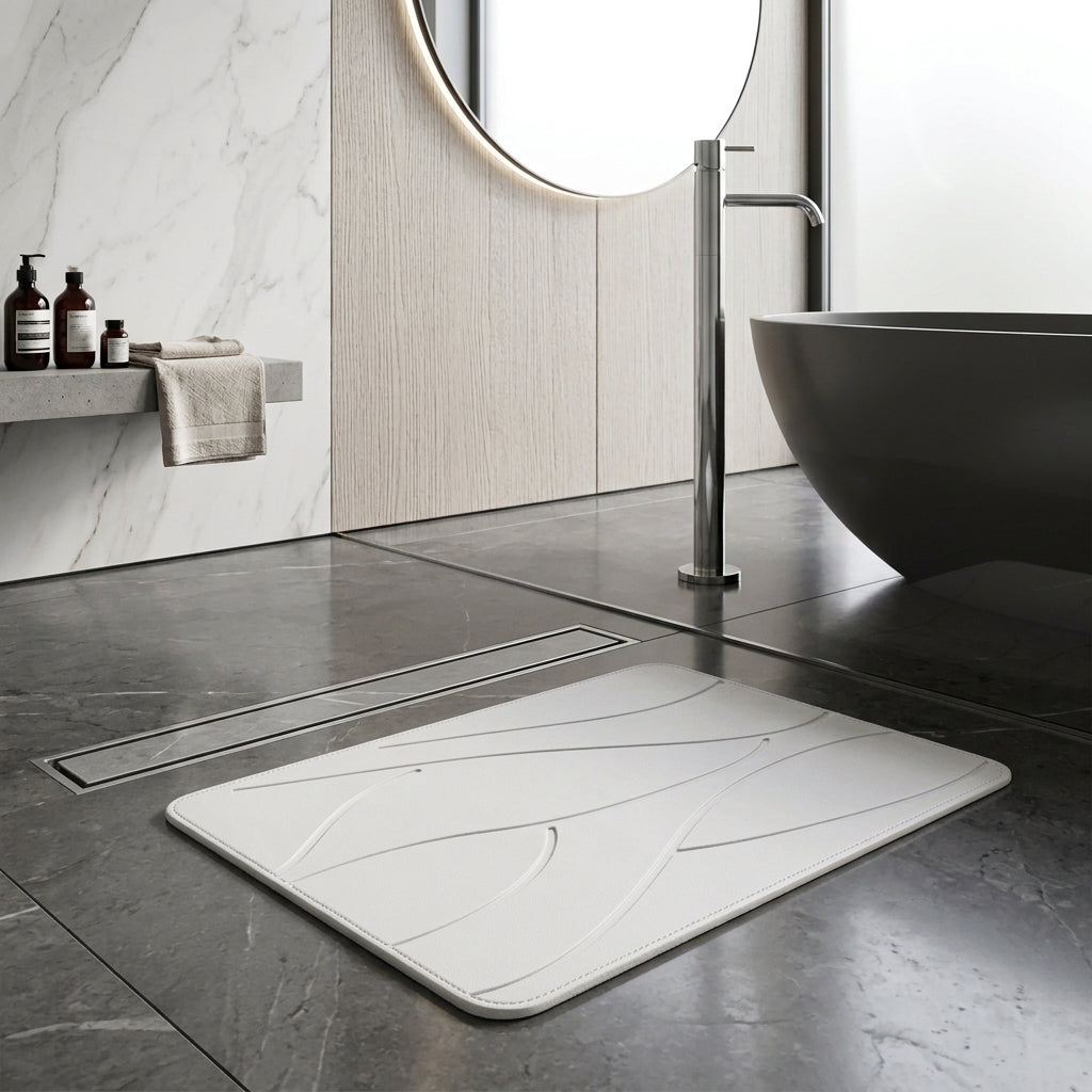 Tapis de bain en pierre de diatomite - détail surface microporeuse