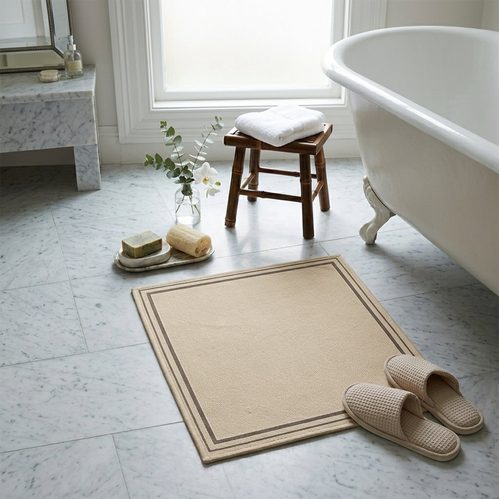 Tapis de bain en diatomite grande taille - posé devant la douche
