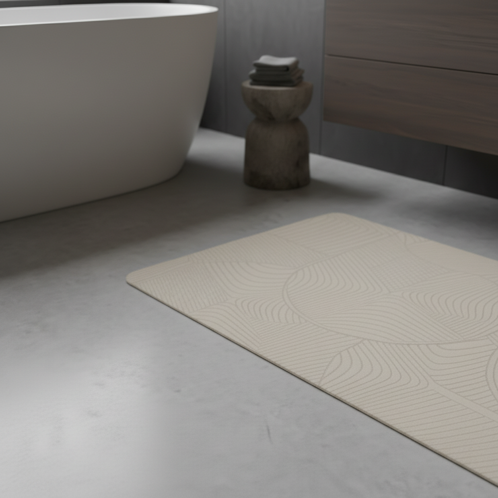 Tapis de bain en diatomite blanc - détail surface antidérapante