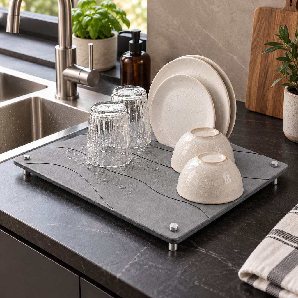 Égouttoir Vaisselle Design dans une cuisine aux détails en bois