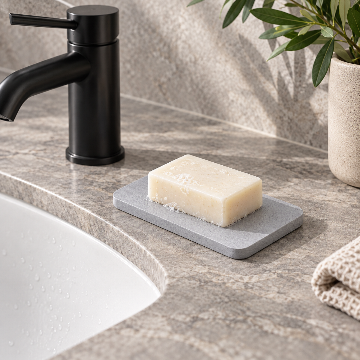 Porte Savon Gris dans une salle de bain contemporaine