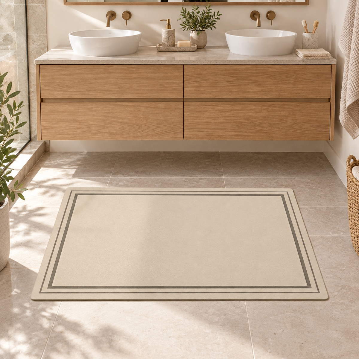 Tapis De Bain Diatomite Grande Taille dans une salle de bain contemporaine